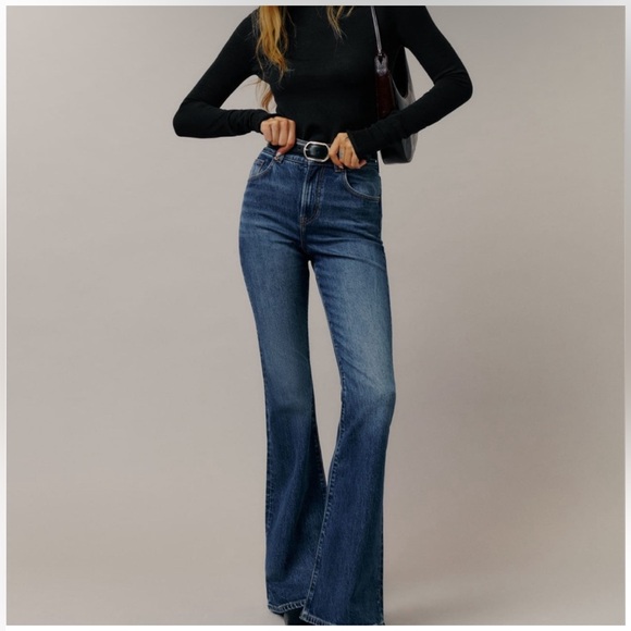 REFORMATION Marlow Super Stretch High Rise Flare Jeans in Blue Size 26 - Picture 10 of 10